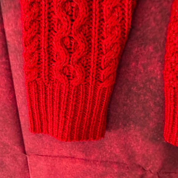 MERONA WOMEN'S PULLOVER SWEATER RED MIXED CABLE KINT CREW NECK SIZE M (MEDIUM ) - Picture 5 of 8